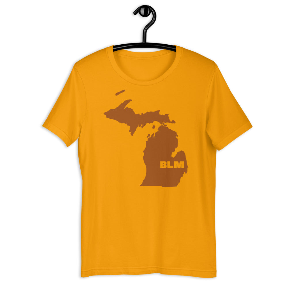 BLM 50 States / Michigan Short-Sleeve Unisex T-Shirt (Gold)