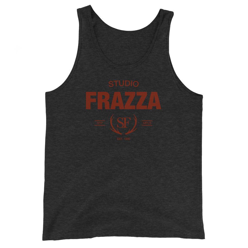 Studio Frazza Unisex Tank Top (Charcoal-black Triblend/Red)